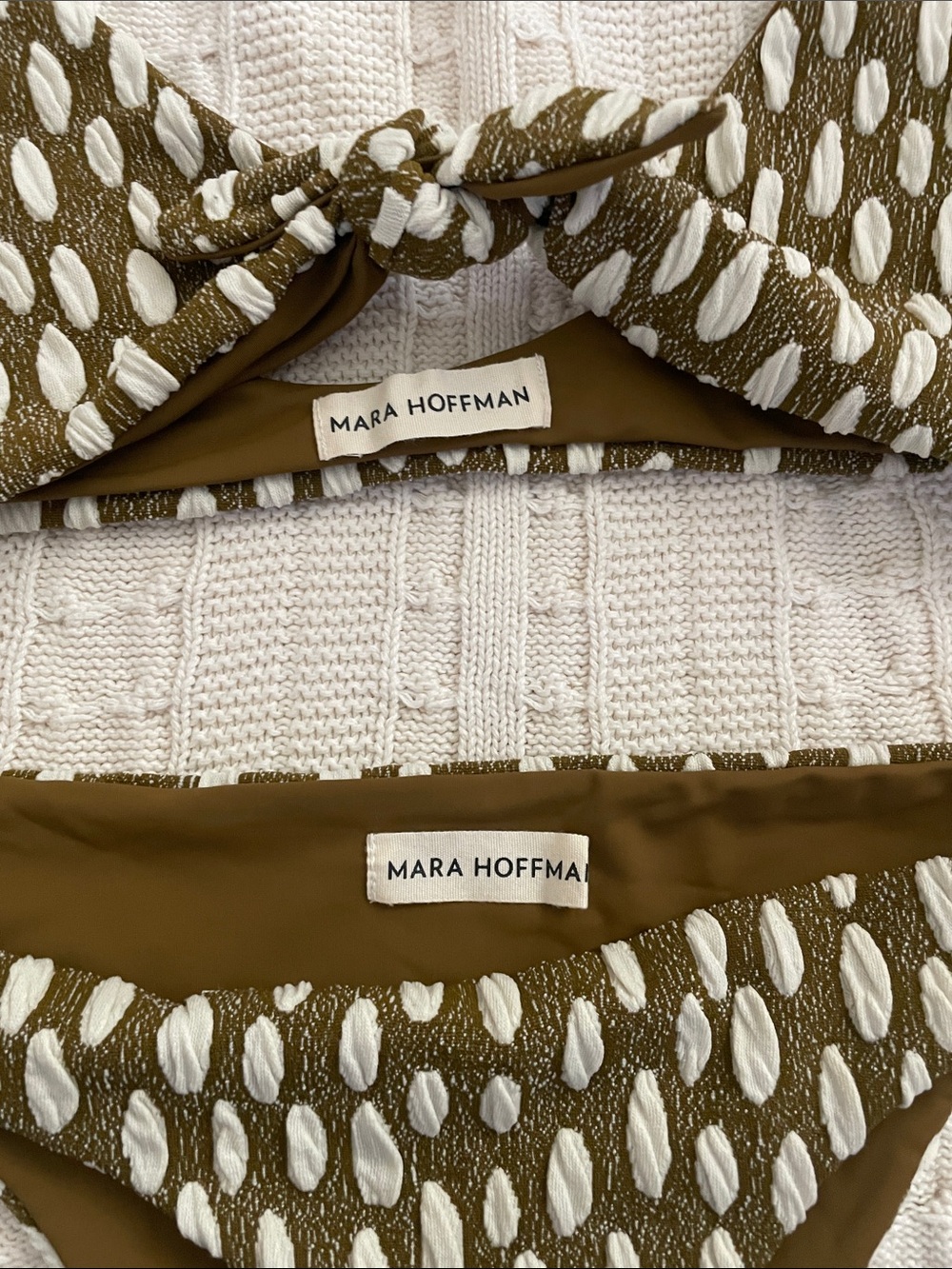 Mara Hoffman Olive & White Textured Knot Bikini - Picture 5 of 6